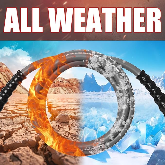 Kink-Resistant 3/8" Pressure Washer Hose 4800PSI(50FT),Steel Wire Braided Wear Resistant Rubber for Commercial, Industrial and Residential Use,Hot&Cold Water Hose with 3/8" Quick Connect