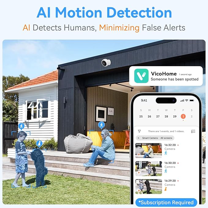 Magnetic Security Camera Wireless - 4Pack AI Motion Detection, 2K HD Video, Battery Powered, Ease of Setup, 2-Way Audio,IR Color Night Vision, Waterproof, Outdoor & Indoor Surveillance