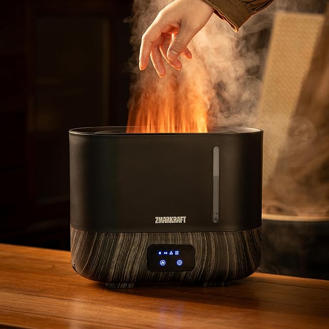 ZMARKRAFT® 3L Large Humidifier with Special Flame Light Effect, Quiet Ultrasonic Humidifying, Top Fill and Adjustable Mist Level, Cool Mist Humidifier for Any Season for Bedroom and Living Room