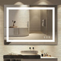 LED Bathroom Mirror,36x28 Inch Bathroom Vanity Mirror Wall Mounted with 3000K-6000K Adjustable, Anti-Fog, Smart Touch Button, Stepless Dimmable Lighted Makeup Mirror, Horizontal/Vertical