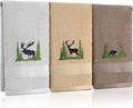 3 Pcs Farmhouse Cabin Bear Hand Towels Forest Moose Deer Embroidered Rustic