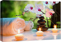 wall26 Canvas Print Wall Art Massage Stones, Candles & Orchid Flowers Floral Botanical Photography Realism Tropical Zen Colorful Multicolor Ultra for Living Room, Bedroom, Office - 16"x24"