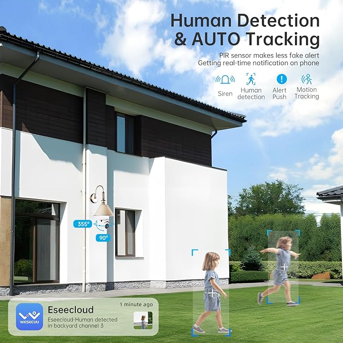 3K Light Bulb Security Camera -5G& 2.4GHz WiFi Security Cameras Wireless Outdoor Motion Detection and Alarm,Two-Way Talk,Color Night Vision,Human Detection, 500MP Ultra HD