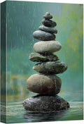 wall26 Canvas Print Wall Art Colorful Stacked Pebbles Vertical Zen Balance Photography Realism Rustic Colorful Multicolor for Living Room, Bedroom, Bathroom - 12"x18"