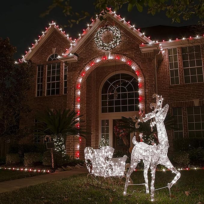 Dazzle Bright C9 Christmas String Lights, 100 LED 66 FT Waterproof Connectable Green Wire Fairy Lights, Christmas Lights for Indoor Outdoor Home Garden Yard Xmas Tree House Decorations (Red and White)