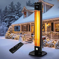 Patio Heater,1500W Outdoor Heater with 3 Heat Levels,Quiet Operation,Carbon Fiber Heating Tube, Remote,24H Timer, Tip-Over & Overheat Protection,Electric Heaters for Garage,Backyard,Porch Black
