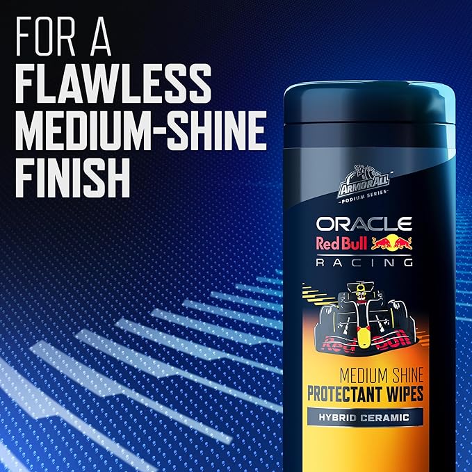 Armor All Podium Series Hybrid Ceramic Medium Shine Protectant Wipes, 25 Count, Interior Car Wipes Developed in Collaboration With Oracle Red Bull Racing