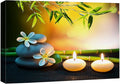 wall26 Canvas Print Wall Art White Daisy Relaxation Massage Stone Candles Nature Wilderness Photography Realism Rustic Landscape Colorful Multicolor for Living Room, Bedroom, Bathroom - 16"x24"