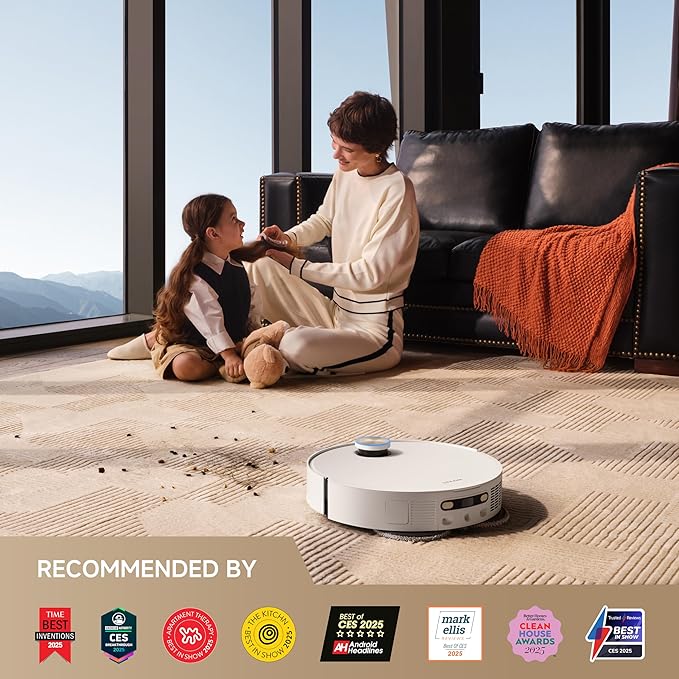 DREAME X50 Ultra White Robot Vacuum and Mop with Auto-Empty and Mop Self-Cleaning, 20,000Pa Suction, Obstacle Avoidance and 360° Navigation, Corner to Edge Deep Cleaning, Detangling Brush