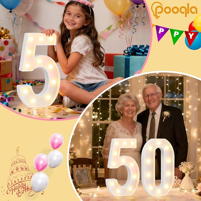 Pooqla 30th Birthday Decorations for Her Him, Large 12.6 in Tall Light Up Numbers for Party Decorations Table Decor, Big Marquee Numbers 30th Birthday Gift for Women Men Wedding Anniversary Decor
