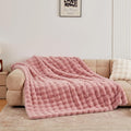 BENVWE Faux Fur Throw Blanket for Couch Bed - Fluffy Soft Thick Bubble Blanket for Living Room Home Decor - Mothers Day Birthday Gifts for Women, Dusty Pink, 63" x 80"