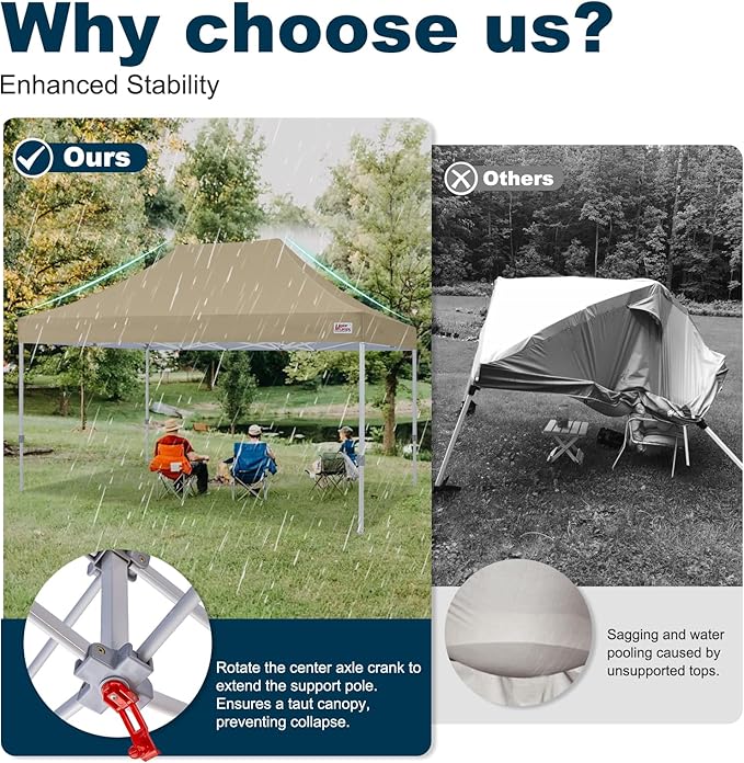 MASTERCANOPY Pop Up Canopy Tent Commercial Grade 10x15 Instant Shelter (Beige)