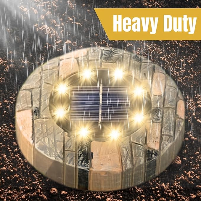 Solar Ground Lights Outdoor Decor - Waterproof LED Outdoor Solar Lights for Yard, Patio, Garden, Pathway, Stair, Deck - Landscape Lighting for Garden Decor - Outside Lightings (8 Pack, Warm White)