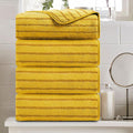 4 Pcs Yellow Cabana Stripe Large Bath Towels 35"x70" Oversized Bath Sheet Super
