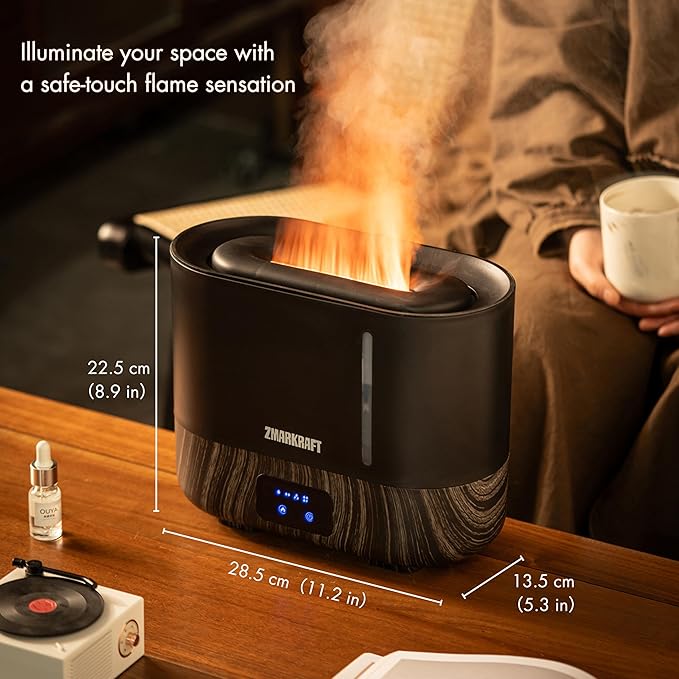 ZMARKRAFT® 3L Large Humidifier with Special Flame Light Effect, Quiet Ultrasonic Humidifying, Top Fill and Adjustable Mist Level, Cool Mist Humidifier for Any Season for Bedroom and Living Room