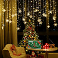 LED Curtain Lights,19ft/6M 96 LED Snowflake Curtain String Lights Plug-in Window Curtain Lights with 8 Modes Decoration for Christmas, Wedding, Party,Wall, Home Decorations (Warm White)