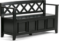 SIMPLIHOME Amherst Entryway Storage Bench - 48 inch Wide Solid Wood Hallway Seat in Black, Transitional Bench for Entryway or Living Room with Lift-Up Lid and Spacious Storage