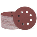 HARFINGTON 150 Pcs 5 Inch Sanding Discs, 150 Grit Hook and Loop Sandpaper, 8-Hole Aluminum Oxide Orbital Sander Sandpaper for Woodworking Automotive Metal Polishing, Red