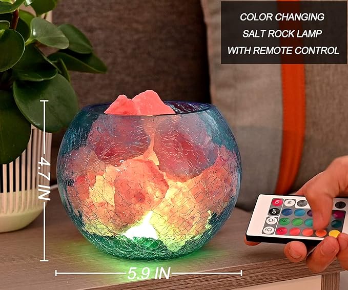 USB Himalayan Salt Lamp with Remote Control, 16 Colors Lighting & 4 Color Changing Mode Salt Rock Lamp, Used for Holiday Gift, Home Deco, Yoga, Office