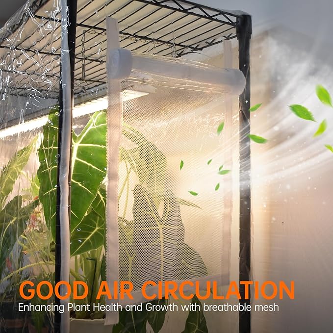 Bstrip Indoor Greenhouse with Grow Light, DIY Plant Shelf with Cover, 6 Tier Plant Stand, 5 Pack 150W Full Spectrum Grow Lights with 3 Color Mode For Indoor Plants, Seed Starting, 29.5"L×13.8"W×71"H