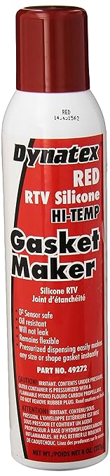 Dynatex 49272 Low Volatile RTV Silicone Gasket Maker, 0 to 650 Degree F, 8 oz Automatic Can, Red