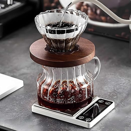 Espresso Scale with Timer 3kg/0.1g Accuracy Coffee Bean Scale Digital Portable Rechargeable Auto Tare Smart Water Flow White