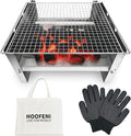 Portable Charcoal Grill 16 Inch, Foldable Tabletop BBQ with Carry Bag & Gloves, Compact Stainless Steel Grill for Outdoor Camping, Picnics, Backyard and Travel, Folding Stainless Steel