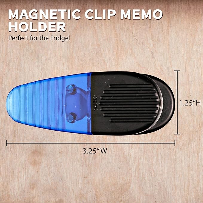 10 Magnetic Memo Holders Set - Large Clip, Plastic - TBlue