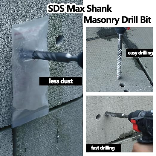 1-1/2 x 8.4 x 13.4 inch SDS Max Rotary Hammer Drill Bit, 38x340mm Masonry Drill Bit,Concrete Drill Bit for Masonry, Brick, Stone, Concrete (Length :340mm / 13.4 inch, 38mm (1-1/2 in) Diameter)