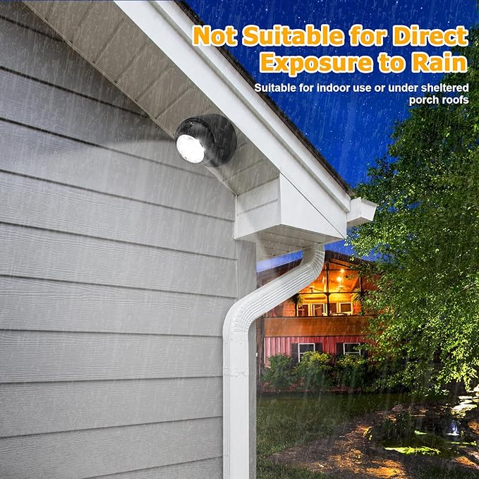 Motion Sensor Outdoor Lights - Outdoor Motion Sensor Light Battery Operated Wireless Spotlight Motion Detector Security Light Auto On Off for Sheltered Porch Stair Hallway Garage Wall Shed (4 Pack)