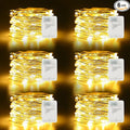 6 Pack Fairy Lights Battery Operated16.4Ft 50 LEDs Silver Copper Wire Twinkle Lights with 2 Lighting Modes for Christmas Bedroom Indoor Outdoor Wedding Decorations (Warm White)