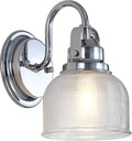 JONATHAN Y 5.75" Chrome Modern Bathroom Vanity Light, 1-Light LED Wall Sconce, Clear Glass Bell Shade for Mirror Hallway Kitchen, ETL Listed, LED Bulb Included JYL7407A