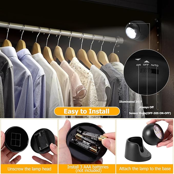 LemonBest Motion Sensor Outdoor Lights - Outdoor Motion Sensor Light Battery Operated Wireless Spotlight Motion Detector Security Light Auto On Off for Porch Stair Hallway Garage Wall Shed (1 Pack)