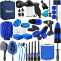 42Pcs Car Detailing Kit, Car Detailing Brush Set, Car Wash Cleaning Kit, Car Detailing Brushes, Professional Car Care Kit for Interior Exterior Wheels, Blue