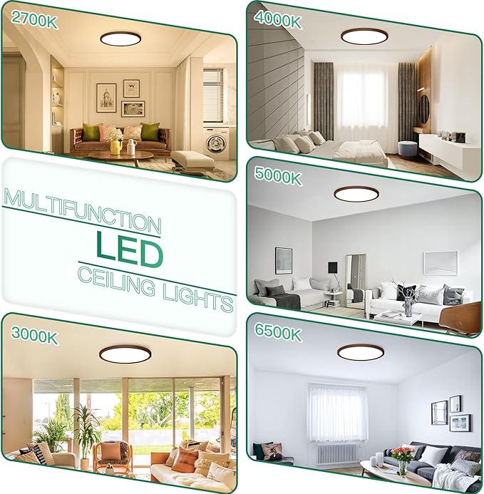 Brightever LED Flush Mount Ceiling Light Fixture Oil Rubbed Bronze, 24W 3200LM 5CCT Dimmable LED Ceiling Light, 2700K/3000K/4000K/5000K/6500K, 12 Inch Ceiling Lamp for Bedroom, Dining Room, 1 Pack