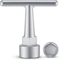 Enhon Curb Box Wrench for Pentagon Curb Boxes, Water Meter Wrench for Penta Socket, T Handle Penta Tool, Water Valve Shut Off Tool(1 Pack,Silver)