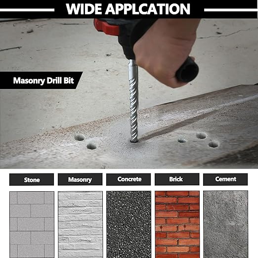 7/8 x 15 inch SDS Max Rotary Hammer Drill Bit, 22x380mm Carbide Tip Masonry Drill Bit,Concrete Drill Bit for Masonry, Brick, Stone, Concrete (Length :380mm / 15 inch, 22mm (7/8 in) Diameter)