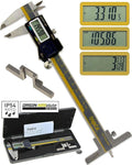 iGAGING Absolute Origin 0-6" Digital Caliper, IP54 Stainless Steel, SPC/USB Output Port, Fraction Reading, Depth Base, Case, Manual, Battery