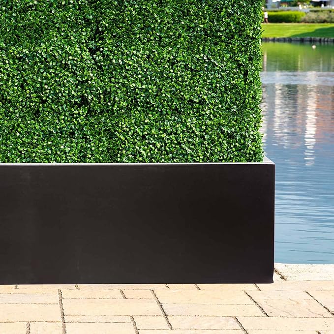 NatraHedge 15" Hampton Wooden Planter Box Indoor and Outdoor Use for Patio Garden (44" x 15" x 15") (Black- Aluminum)