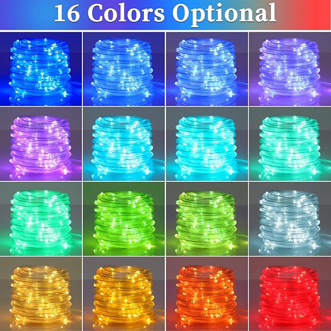 ANJAYLIA 66ft 200 LED Rope Lights Outdoor, Waterproof 16 Colors Changing String Lights Plug in with Remote Control Indoor Twinkle Fairy Lights for Bedroom Garden Party Halloween Christmas Decorations