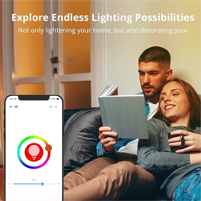 LED Smart Light Bulbs, Color Changing Light Bulb That Compatible with Alexa & Google Home, Smart Bulb, Preset Scene, Music Sync, A60 E27 2.4GHz RGBTW WiFi Bluetooth Light Bulb 9W, 806LM