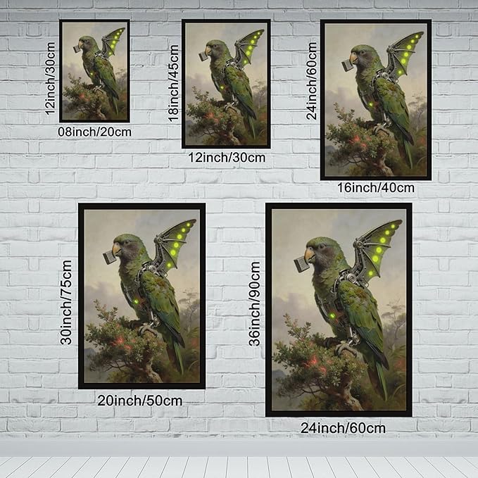 Framed Mechanical Fantasy Wall Art for Modern Living Room Industrial Sci Fi Decor Statement Piece 20x30in