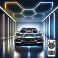 PARMIDA Hexagon LED Garage Lights, Ultra Bright 250W, 25000LM, ETL/FCC, 5 Color Selectable, Honeycomb Modern Ceiling Lighting System for Garage, Workshop, Gym, Shop, Basement (25 Pack, 5 Grids - 5CCT)