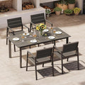 Aluminum Patio Dining Sets 5-Piece Outdoor Dining Sets with Umbrella Hole Wood-Like Table and Chairs, Outdoor Furniture Sets All Weather for Garden, Backyard, Lawn, and Poolside, Charcoal
