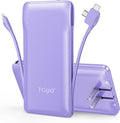 TG90° Portable Charger,10000mAh Power Bank Built-in Cables and AC Wall Plug,USB C Portable Bank,Travel Essentials Phone Charger Compact External Battery Pack Compatible with iPhones,iPad, Samsung