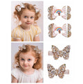 New Glitter Gold Bows Hair Clip For Girls, Baby Girl Toddler Clips, Hair Accessories.(FJ98) (4 Pcs Gold)
