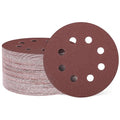 HARFINGTON 100 Pcs 5 Inch Sanding Discs, 120 Grit Hook and Loop Sandpaper, 8-Hole Aluminum Oxide Orbital Sander Sandpaper for Woodworking Automotive Metal Polishing, Red