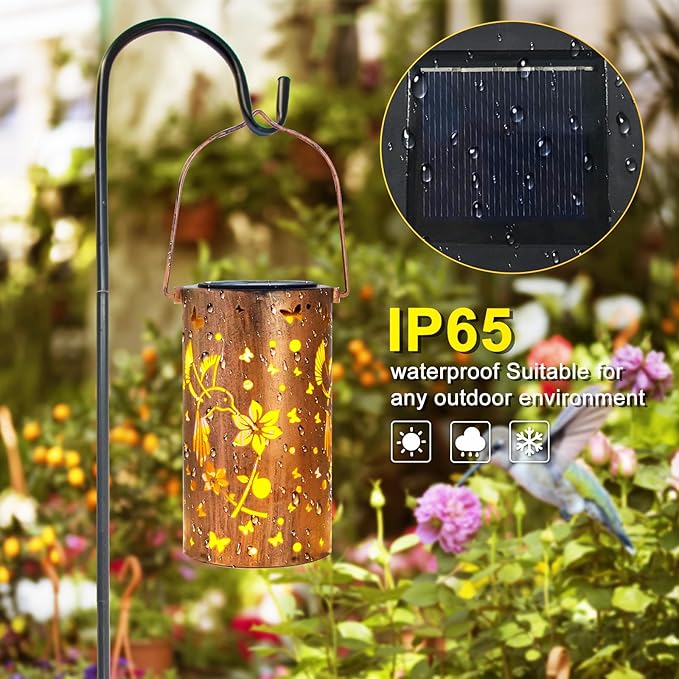 Christmas Gifts for Women, 4 Pack Solar Lanterns Outdoor Waterproof Hummingbirds Birthday Gifts for Women Mom Grandma Garden Decor Hanging LED Decorative Light for Patio Yard Lawn Gardening Gifts