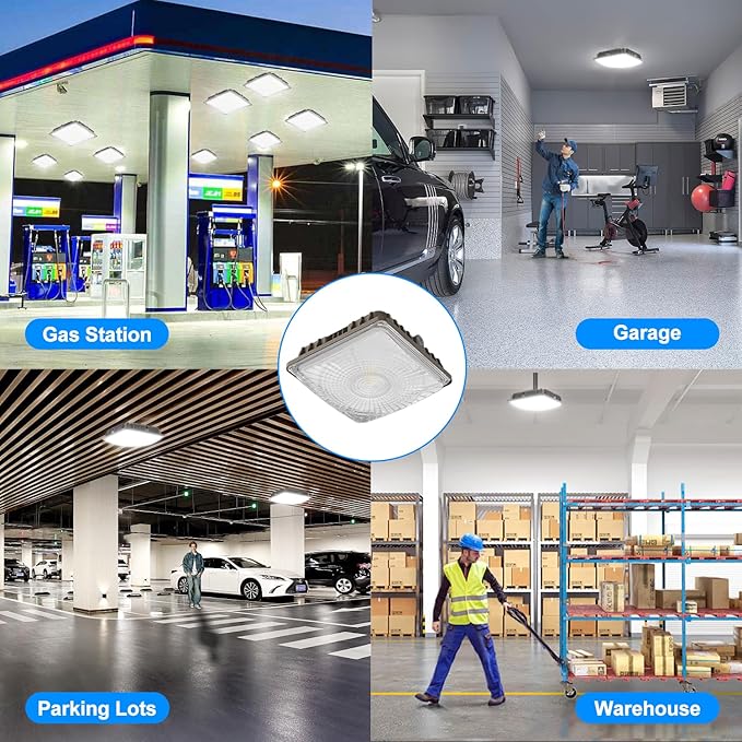 40W LED Canopy Light, 6000LM LED Canopy Lights Outdoor, IP65 Waterproof Canopy Light for Gas Station Industrial Lighting Garage Barn Shop Carport Warehouse Building Entrance UL Listed, 1 Pack
