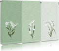 3Pcs Sage Green Hand Towels 29.5 x 13.7 Inch Gradient Green Floral Embroidered